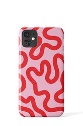 Wiggly Red Lines on Pink Phone Case – Funky Pop Art Vibe